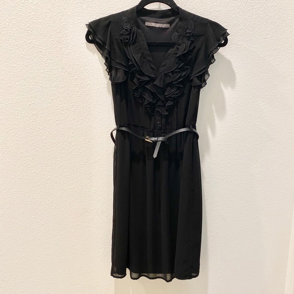 Vintage Zara Basic Collection V-Neck Ruffle Sleeves Dress - Picture 7 of 16